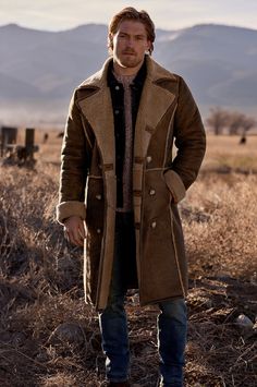 Highlander Sheepskin Coat | Overland Leather Coats, Bustling City, Sheepskin Coat, Knife Sheath, Man Fashion, Notch Collar, Rich Man, Shearling Coat, Heritage Collection