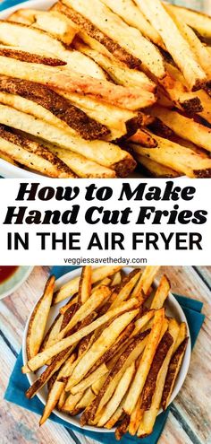 Learn how to make hand cut fries in the air fryer with very little oil for the perfect crispy treat. Homemade seasoned salt adds incredible flavor. How To Cook French Fries In Air Fryer, How To Air Fry French Fries, Homemade French Fries In Air Fryer Oven, Making Fries In Air Fryer, Diy French Fries Air Fryer, Crispy Homemade Fries In Air Fryer, Air Fried Homemade French Fries, Airfryer Fries Homemade, Healthy Homemade Fries