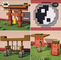 Minecraft Accessories To Build, Japanese Minecraft Banner Designs, Japan Minecraft Builds, Tori Gate Minecraft, Japan House Minecraft, Japanese Minecraft Ideas, Minecraft Building Ideas Japanese