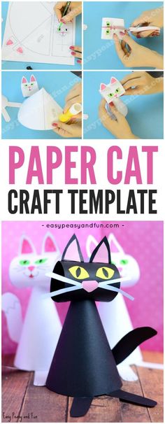 this paper cat craft is so cute and easy to make it's the perfect project for