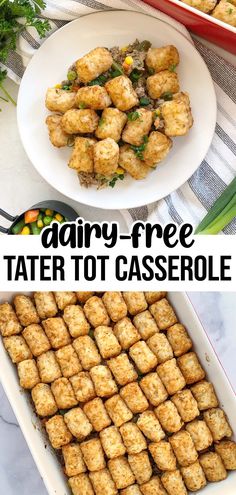 tater tot casserole recipe with text overlay