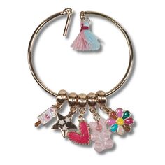 Attention parents, aunties, uncles, and grandparents! Looking for the perfect gift to delight a special girl in your life? Check out the Willow & Ruby Kids Charm Bracelet Set for Girls! This whimsical set features vibrant colors and playful charms: a heart, star, ice cream, flower, and teddy bear, perfect for any occasion. Made with high-quality materials, it's durable for any adventure, ensuring a comfortable fit all day long. Give your child a cherished gift she'll adore. Sparkle and shine wi Cute Nickel-free Charm Bracelet For Friendship, Playful Multicolor Jewelry With Removable Charms, Playful Charms Jewelry For Birthday, Playful Friendship Charm Bracelet, Cute Jewelry With Dangling Charms For Birthday, Cute Birthday Jewelry With Dangling Charms, Playful Pink Jewelry With Removable Charms, Fun Charm Bracelet Jewelry, Cute Jewelry With Removable Charms For Friendship