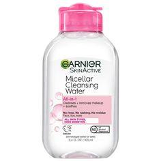 This all-in-1 micellar cleansing water is a facial cleanser and makeup remover that is surprisingly powerful, yet gentle on skin. This micellar water face wash for all skin types effectively cleanses, removes makeup, and refreshes skin. Like a magnet, micelles capture and lift away dirt, oil and makeup without harsh rubbing. This face cleanser makeup remover for normal skin cleanses to remove makeup and leaves skin with a matte and natural finish with no greasy residue. Garnier micellar water is Garnier Micellar Water, Garnier Micellar Cleansing Water, Garnier Skinactive, Garnier Micellar, Garnier Skin Active, Micellar Cleansing Water, Cleansing Water, Water Cleanse, Skin Cleanse