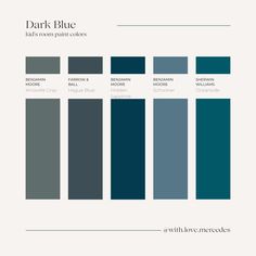 the color palette for dark blue is shown in shades of gray, teal and white