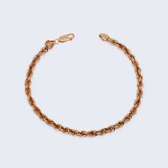 14K Rose Gold Hollow Diamond Cut Rope Link Bracelet Sophisticated Aesthetic, Link Design, Diamond Cut, Link Bracelets, Design Crafts, Diamond Cuts, Rose Gold, Bracelet, Gold