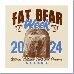 Fat Bear Week - an annual celebration of success. All bears are winners but only one true champion will emerge. Held over the course of seven days and concluding on the Fat Bear Tuesday, people chose which bear to crown in this tournament style bracket where bears are pitted against each other for your vote. Rangers create a tournament style bracket pitting individual bears against each other. The public then votes to see who will advance each round. Voting takes place over several days on www.fatbearweek.org. People may vote using any criteria they see fit. In the end, one bear will reign supreme. -- Choose from our vast selection of art prints and posters to match with your desired size to make the perfect print or poster. Pick your favorite: Movies, TV Shows, Art, and so much more! Avai Fat Bear Week, Seven Days, The Public, Reign, Favorite Movies, Crown, Art Prints