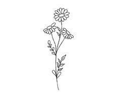 a black and white drawing of flowers on a white background