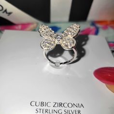 This Ring Is Super Lovely On Has Crystallized Czs. The Butterfly Sparkles Elegantly And Is Set On Platinum Plated Over Silver 925. A True Beauty. Orig Retail Price $135 Elements Jewelry, Elegant Ring, Ring Sizes, The Butterfly, Womens Jewelry Rings, True Beauty, Silver 925, Silver Ring, Cubic Zirconia