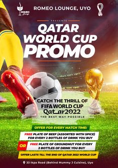 an advertisement for the qatar world cup soccer tournament, which is being played in qatar