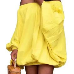 Woman's Plus Balloon Dress Casual Mini Dress For Spring Outing, Casual Yellow Off-shoulder Mini Dress, Balloon Dress, Full Service, Colorful Dresses, Balloons, Fast Delivery, Mini Dress, Womens Dresses