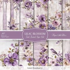 lilac blossom digital paper pack