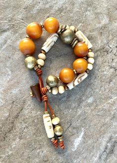 Tribal Boho African Copal Amber Bracelet Bohemian Amber Bracelet With Colorful Beads, Collectible Bohemian Amber Jewelry, Luxury Amber Bohemian Beads, Bohemian Amber Polished Beads, Bohemian Amber Hand-strung Bracelets, Bohemian Chic Jewelry, Bones Bracelet, Amber Bracelet, Boho Bracelet