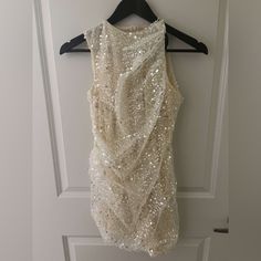 Never Worn, White Sequin Dress, High Neck, Short Sleeveless Dress Short Sleeveless Dress, White Sequin Dress, Burnout Velvet Dress, Short Formal Dress, Zara Black Dress, Pink Strapless Dress, Plus Size Summer Dresses, Dress High Neck, Sleeveless Short Dress