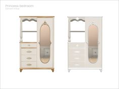 the princess bedroom furniture is white with gold trim