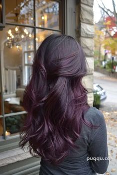 Brown Dyed Hair Ideas, Brunette And Purple Hair, Purple Hair Brown Skin, Purple Brown Hair Color, Dark Purple Hair With Brown, Hair Dye Ideas For Brown Skin, Hair Colour For Dark Skin Tones, Dark Brown Purple Hair, Dark Brown Hair With Purple