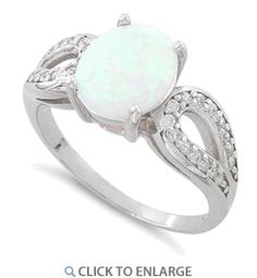 Sterling Silver Oval White Opal CZ Ring White Opal Engagement Ring, Sterling Silver Opal Ring, Opal Engagement Ring, Silver Opal Ring, Engagement Ring Size, White Lab, Opal Engagement, Engagement Rings Opal, Engagement Ring Sizes