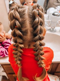 Braided Hairstyles Updo For Sports, Gymnastics Updos For Long Hair, Dragon French Braid, Dragon Braid Pigtails, Dragon Tail Braid, Cute Gymnastics Hairstyles, Dragon Braid Hairstyles, Kids Cute Hairstyles, Gymnastics Meet Hair