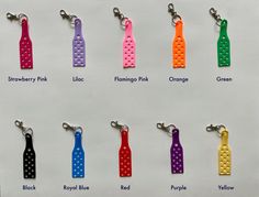 10 Pk JIBBITZ Croc Shoe Charm Keychains--Party Favors, Event or Prize Giveaways. JIBBITZ Croc Shoe Charm Keychains Pack of 10 (charms NOT included) Check out BGG Market for packs which include charms. Bulk quantities available.  Expedited shipping available for an additional fee. Charm Key chains are a fun way to display your charms! No clogs, no problem! Now you can make a keychain and use it for your keys or clip to a purse, bag, backpack or lunchbox! With each party favor pack purchased you will receive:  -10 x Keychains, your choice of colors. -10 x  heavy duty silver color key ring as pictured -Available in 10 fun colors. -Please see the legend for the various types of charms to choose from. -Easily holds from 3+ charms (depending on size).  Keychain can be loaded on both sides. -Made Make A Keychain, Charm Keychains, Prize Giveaway, Color Key, Croc Charms, Team Gifts, Crocs Shoes, Shoe Charms, Purse Bag