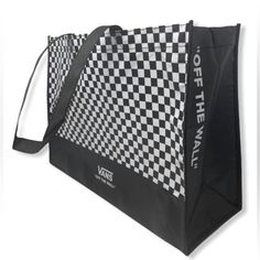 Vans Reusable Bag Polypropylene Durable Double Handle 11" Handle Drop 14" H X 18" W X 6" D Smoke/Pet Free Vans Bags, Vans Hats, Mens Snapback Hats, Vans Warped Tour, Van Accessories, Vans Black And White, Vintage Flats, Oakley Men, Vans Black