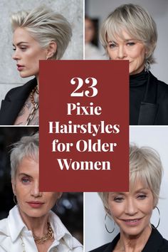 [Sponsored] Looking For Chic Pixie Hairstyles To Slay At Any Age?  Check Out These Fabulous Picks For Older Women Over 60. From Bold And Dramatic To Subtle And Sophisticated, Find The Perfect Short Pixie Hairstyle That Will Have You Feeling Confident And Stylish. Say Goodbye To Dull Hair Days And Hello To A New Fierce Look!  Whether You're Embracing Your Gray Or Rocking A Vibrant Hue, These Pixie Hairstyles Are Guaranteed To Turn Heads. #shortsassyhairolderwomenhairstyles Pixies For Older Women Over 50, Short Hairstyle Women Vintage, Back View Short Haircuts, Judy Dench Hair Pixie Cuts, Short Pixie Haircuts Older Women, Brushed Forward Pixie Short Hair, Pixie Hairstyles For Oval Faces, Pixie Haircut For Fine Hair Over 50, Women Pixie Haircut Short Styles