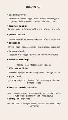 Meal Planning Menus, Healthy High Protein Meals, Easy Healthy Meal Prep, Healthy Food Motivation, Healthy Lifestyle Food, Breakfast Menu, The Breakfast, High Protein Recipes, Healthy Meal Prep