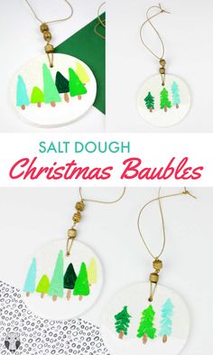 christmas baubles made with salt dough and glue