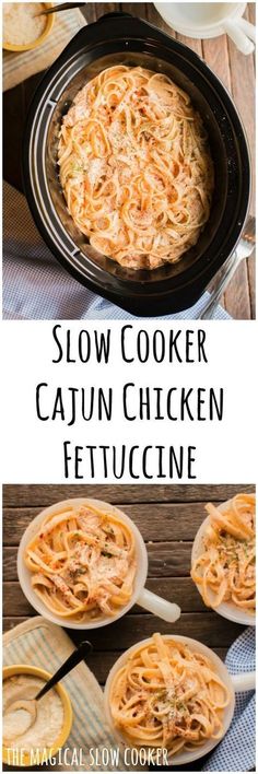 slow cooker cajun chicken fettuccine is an easy and delicious side dish