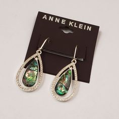 Anne Klein, Nwt, Abalone Shell Silver Teardrop Rhinestone Pierced Dangle Earring Item 91 Brand New Silver Tone Pierced, Lever Back Closure Drop Teardrop Hoop With Clear Rhinestones With An Abalone Teardrop Shaped Stone Inside Retail Value $28 Silver Teardrop Earrings With Rhinestones, Rhinestone Dangle Teardrop Earrings, Teardrop Dangle Earrings With Rhinestones, Turquoise Drop Earrings, Bar Stud Earrings, Stud Earrings Set, Rose Earrings, Abalone Shell, Crystal Pearls