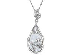 16x28mm White South Sea Mother-of-Pearl Rhodium Over Sterling Silver Pendant. Pendant measures approximately 1 7/8" L x 3/4" W and has a 3mm bail. Singapore chain measures approximately 18 inches in length, 1/32 of an inch in width with a lobster claw clasp closure and a 2 inch extender. Colors, shapes, and sizes may vary. Silver Drop Jewelry For Mother's Day, Silver Mother Of Pearl Jewelry For Mother's Day, Mother Of Pearl Silver Jewelry For Mother's Day, Mother's Day Silver Mother Of Pearl Jewelry, Pear-shaped Silver Jewelry With Pearl Charm, Silver Teardrop Pearl Necklace For Anniversary, Silver Pear-shaped Pearl Necklace For Anniversary, Pear-shaped White Pearl Pendant Jewelry, Broken Chain