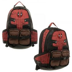 the deadpool backpack is designed to look like it has two compartments