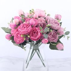 30cm Rose Pink Silk Peony Artificial Flowers Bouquet 5 Big Head and 4 Bud Cheap Fake Flowers for Home Wedding Decoration indoor Rose Buket, Štědrý Den, Rose Belle, Artificial Peonies, Peony Rose, Peonies Bouquet