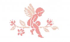 a cross stitch pattern with an image of a bird on a branch