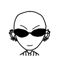 an alien with sunglasses on it's head