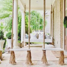 a porch swing with the word interest on it