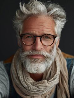 Ideias de Cortes Para Cabelo Grisalho Masculino Older Men Haircuts Over 50, Haircuts Over 50, Grey Hair And Glasses, Older Men Haircuts, Modern Pompadour, Mens Hairstyles With Beard, Grey Curly Hair