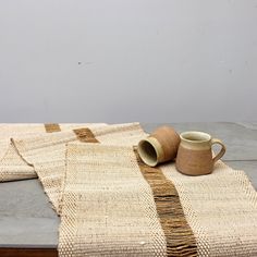 Neutral Banana Fiber and Cotton Table Runner| TerraKlay Dining White Table, Banana Fiber, White Table Runner, Coffee Table Runner, Grey Throw Blanket, Sustainable Brand, White Table, Loom Weaving, Women Artisans