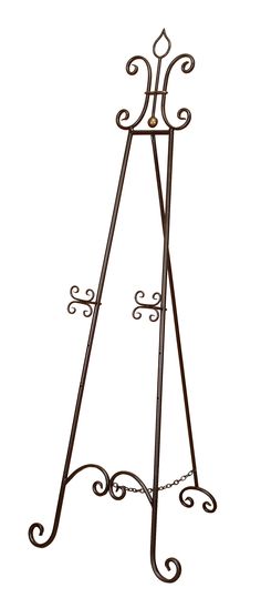 a metal easel with two hooks on the top and one hook on the bottom