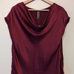 Anthropologie 100% Lux Silk Tunic Blouse Cowl Neck Pullover Top Wine Pink Nwt Beautiful Bias Drape Top Feels So Amazing On , Light And Soft With That Subtle Silk Warmth. Wine Burgundy Pink Maroon Contrast Sitching Excellent Condition Brand New With Tags Effortless Chic Elegant Staple 100% Silk Cowl Neck Tunic Silhouette Pullover Styling Hand Wash Bust: 20" Back Collar To Hem: 24.25" Viscose Blouse For Night Out, Chic Viscose Crew Neck Top, Chic Viscose Tops For Layering, Fall Viscose Tops With Short Sleeves, Fall Short Sleeve Viscose Blouse, Fall Short Sleeve Viscose Tops, Short Sleeve Viscose Tops For Fall, Viscose Short Sleeve Tops For Fall, Silk Cowl Neck Top