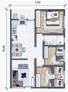 the floor plan for a two bedroom apartment with an attached kitchen and living room area