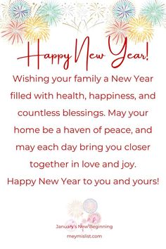 a happy new year greeting card with fireworks and the words, happy new year wishes