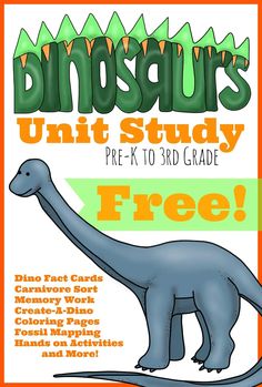 dinosaurs unit study pre - k to 3rd grade free