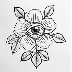 a drawing of a flower with an eye in the center