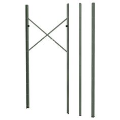 two metal poles are shown against a white background