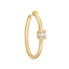 Add a dazzling touch to your look with this eye-catching 14k gold diamond accent nose ring. Add a dazzling touch to your look with this eye-catching 14k gold diamond accent nose ring. 22 gauge Metal: 14k gold Packaging: boxed Finish: polished Length: 9 mmDIAMOND DETAILS Total weight: less than 1/10 ct. Shape: round Setting: prong Size: One Size. Color: White. Gender: female. Age Group: adult. Elegant Diamond Nose Ring Perfect For Gift, Yellow Gold Huggie Jewelry With Single Diamond, Elegant Yellow Gold Nose Rings For Anniversary, Fine Jewelry Single Diamond Hoop, Small Hoop Single Diamond Fine Jewelry, Diamond Nose Rings For Anniversary, Elegant 14k Gold Nose Ring, Elegant Yellow Gold Diamond Nose Rings, Elegant Huggie Rings With Diamond Accents