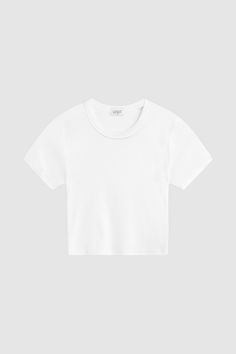 #color_white Basic Boxy Fit Crop Top With Crew Neck, Basic Cropped Solid Color T-shirt, Basic Relaxed Fit Cropped Shirt With Crew Neck, Basic Relaxed Fit Cropped Shirt, Basic Plain Crew Neck Crop Top, Basic Crew Neck Crop Top, Classic Cropped Relaxed Fit Tops, Classic Silhouette, Workout Tee