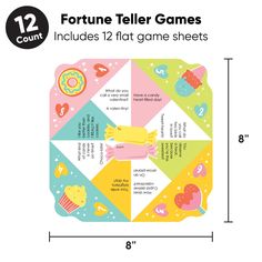 the fortune teller game is shown with numbers and symbols on it, as well as an image