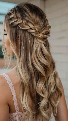 Bridesmaid Braided Hairstyles, Bridesmaid Hair Inspo, Bridemaids Hairstyles, Bridesmaid Hair Makeup, Hoco Hairstyles, Braided Hairstyles For Teens, Pretty Braided Hairstyles, Teen Hairstyles, Hairstyles Ideas