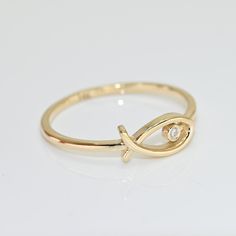 14k Solid Gold Fish Ring, Real Gold Ichthys Ring, Fish Ichthus, Christian Fish Ring with premium grade D Color (colorless) VS/SI clarity moissanite. 💙 Our jewelry is handcrafted with love and great care at San Francisco Bay! 💙 You will receive them exactly as pictured. We don't use any filters, all photos are authentic and unedited. 💙 The ring material is 14k Solid gold, should not be confused with gold plating or filling. It won't tarnish or fade over time. 💙 We're offering the finest quali Fish Rings Jewelry, Elegant 14k Gold Fish-shaped Jewelry, Promise Rings For Girlfriend, Boys Bracelets, Fish Ring, Fish Symbol, Gold Ring Designs, Handmade Fine Jewelry, Gold Fish