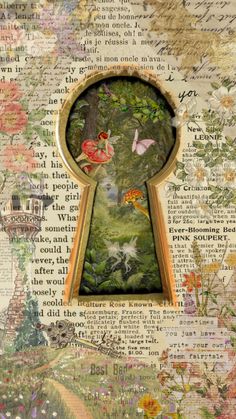 the key to fairy land is in an open keyhole with flowers and butterflies on it