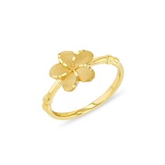 "14k solid gold Plumeria flower ring. flower measures a little over 1/4\" in diameter." Cute Gold Ring, Plumeria Ring, Soft Bristle Brush, Color Ring, Flower Ring, Pretty Jewellery, Things To Buy, Rose Gold Ring, Rings Statement